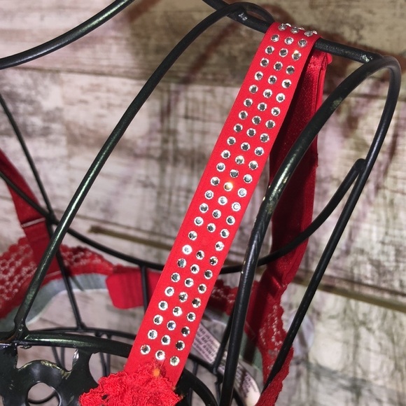 Victoria’s Secret Bra red lace bling bra lounger size small vs bra evening wear - Picture 5 of 8